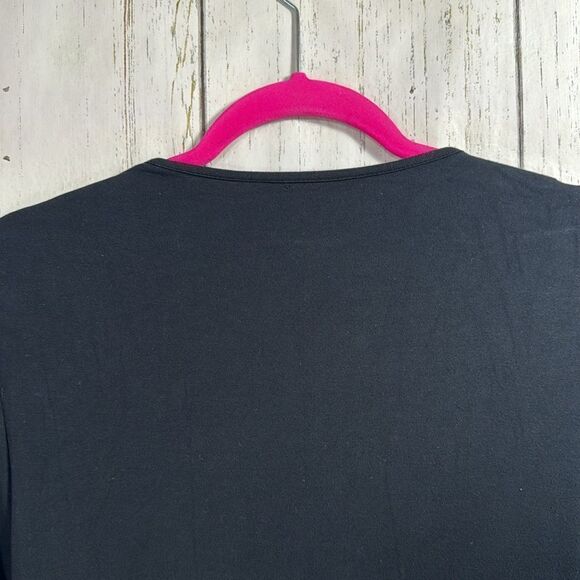 Garnet Hill Black Faux Wrap Dress Quiet Luxury Classic Minimalist 3/4 Sleeve - Picture 13 of 15